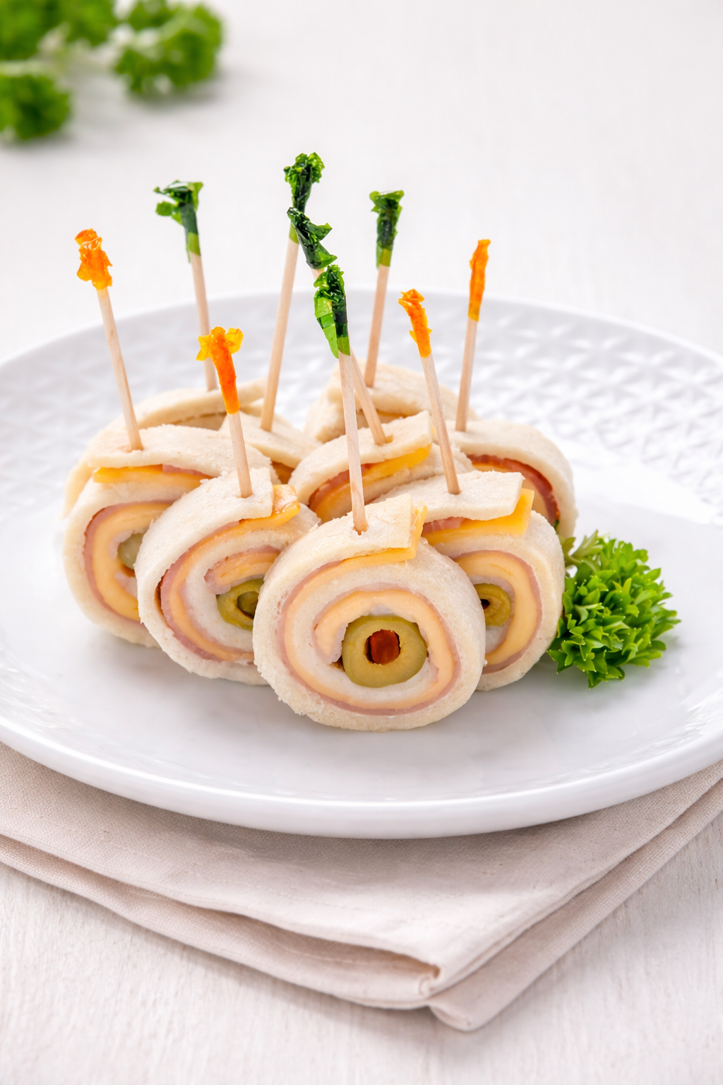 Bandeja de enrollado de jamón y queso (25 uds.)